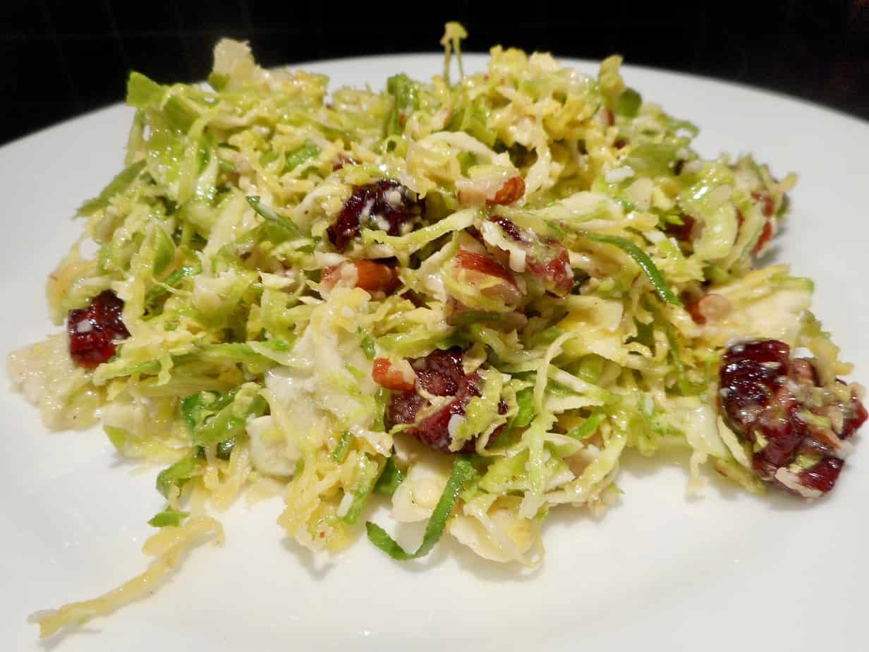 Shaved Brussels Sprouts Salad with Pecans and Cranberries