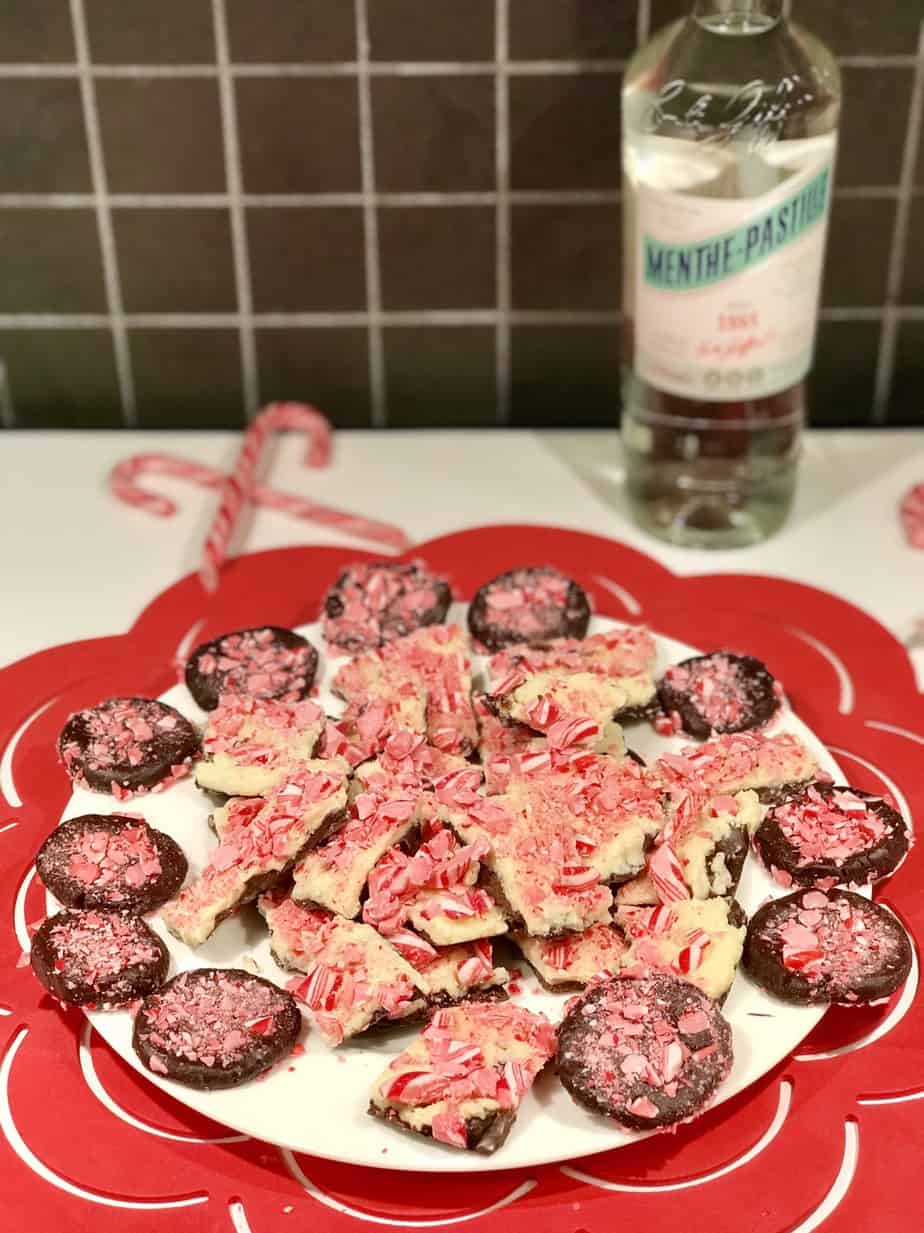 Travel*Food*Cool Candy Cane Bark and Boozy Buttons 